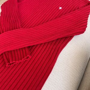 Abercrombie & Fitch Red Ribbed Turtleneck Sweater